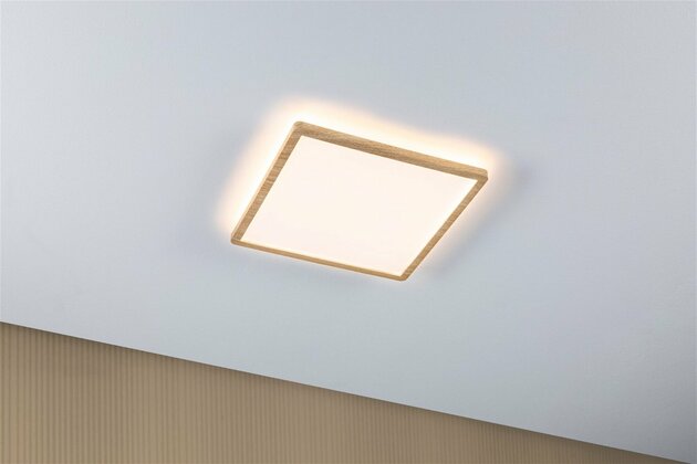 PAULMANN LED Panel Atria Shine Backlight IP44 hranaté 293x293mm 16W 3000K design dřevo 710.30