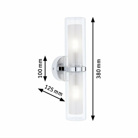 PAULMANN Selection Bathroom nástěnné svítidlo Luena IP44 E14 230V max. 2x20W chrom/sklo