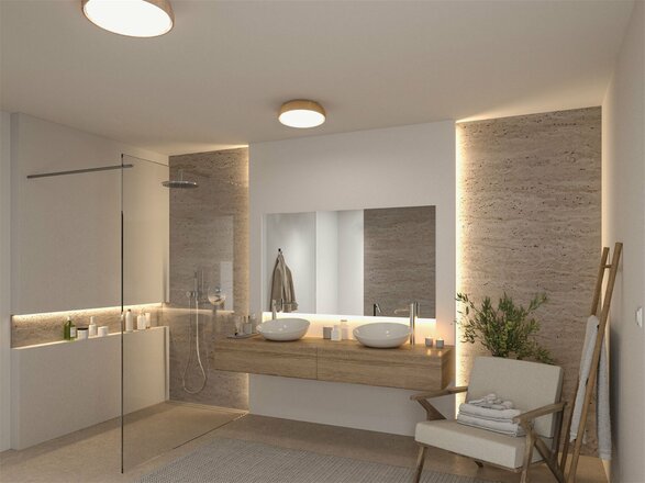 PAULMANN Selection Bathroom LED stropní svítidlo Oka IP44 CCT 230V 24W design dřevo