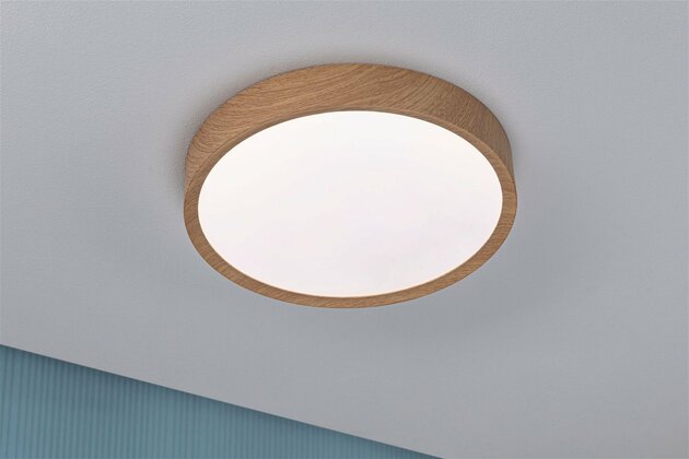 PAULMANN Selection Bathroom LED stropní svítidlo Tega IP44 CCT 230V 22,5W design dřevo