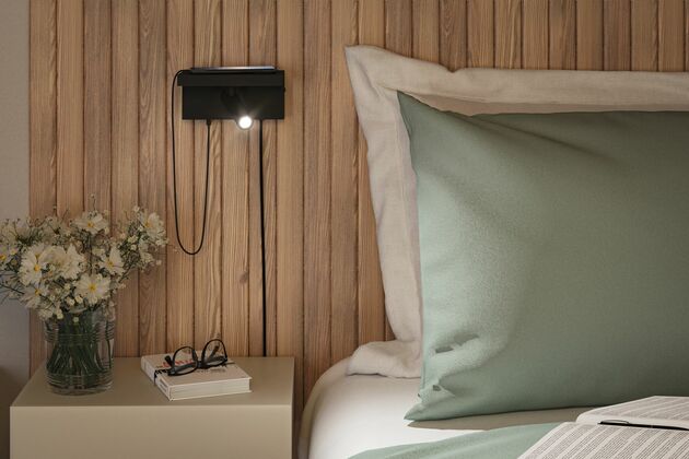 PAULMANN LED nástěnné svítidlo 3-krokové-stmívatelné Jerik USB C 3000K 230V 2,4W stmívatelné černá mat