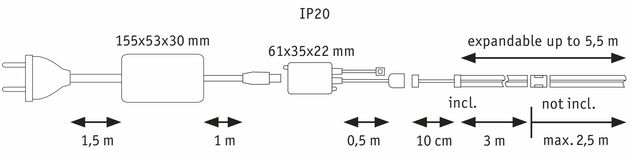PAULMANN MaxLED 1000 LED Strip Full-Line COB základní sada 3m 27W 1038lm/m 896 LEDs/m RGBW+ 60VA