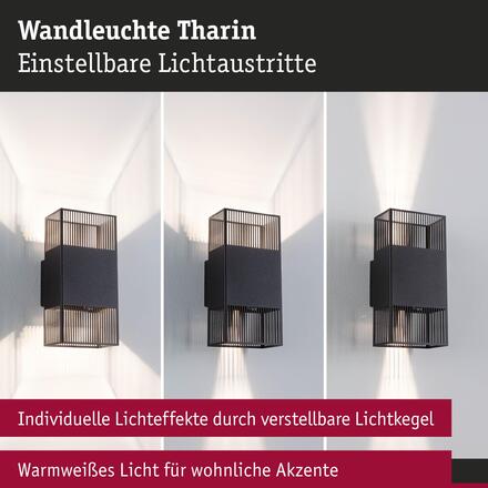 PAULMANN LED nástěnné svítidlo Tharin IP44 3000K 120x104mm 2x3,7W černá