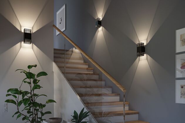 PAULMANN LED nástěnné svítidlo Tharin IP44 3000K 120x104mm 2x3,7W černá