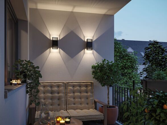 PAULMANN LED nástěnné svítidlo Tharin IP44 3000K 120x104mm 2x3,7W černá