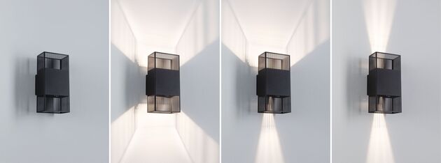 PAULMANN LED nástěnné svítidlo Tharin IP44 3000K 120x104mm 2x3,7W černá