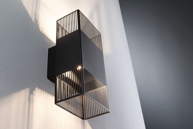 PAULMANN LED nástěnné svítidlo Tharin IP44 3000K 120x104mm 2x3,7W černá