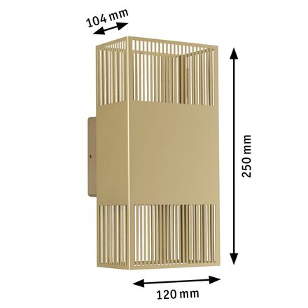 PAULMANN LED nástěnné svítidlo Tharin IP44 3000K 120x250mm 2x3,7W zlatá