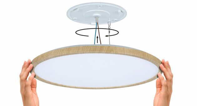 PAULMANN LED Panel Atria Shine IP44 kruhové 398mm 20,8W CCT design dřevo dub