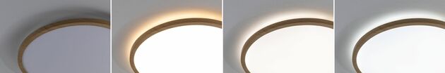 PAULMANN LED Panel Atria Shine IP44 kruhové 398mm 20,8W CCT design dřevo dub