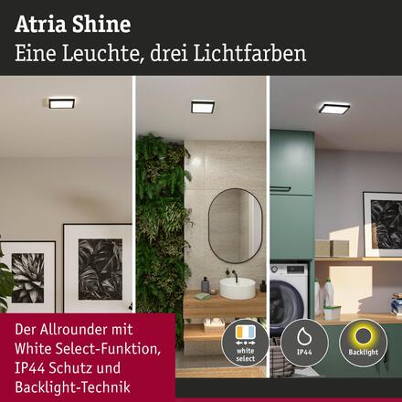 PAULMANN LED Panel Atria Shine IP44 hranaté 190x190mm 8W 3000 - 6500K černá
