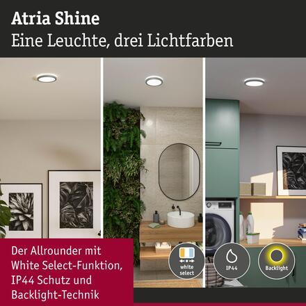 PAULMANN LED Panel Atria Shine IP44 kruhové 190mm 7,6W 3000 - 6500K matný chrom