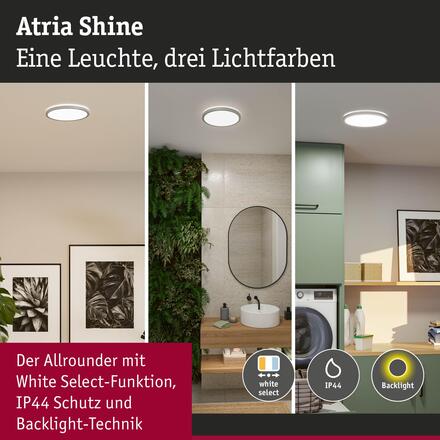PAULMANN LED Panel Atria Shine IP44 kruhové 298mm 14,8W 3000 - 6500K matný chrom