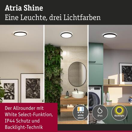 PAULMANN LED Panel Atria Shine IP44 kruhové 298mm 14,8W 3000 - 6500K černá