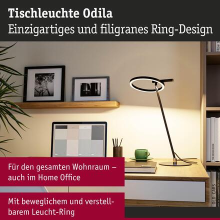 PAULMANN LED stolní lampa na psací stůl Odila měnitelná bílá 10,4W černá mat, chrom