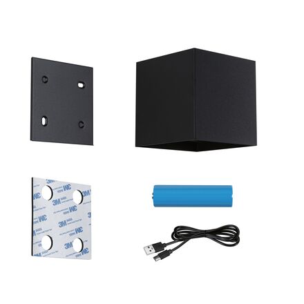 PAULMANN LED nabíjecí nástěnné svítidlo Nyara IP44 3000K 100x100mm 2x1W černá