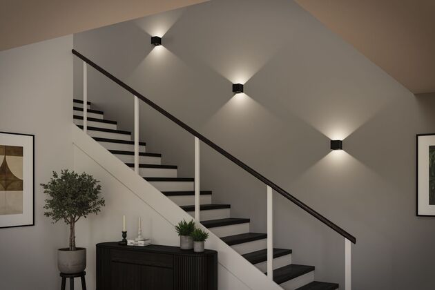 PAULMANN LED nabíjecí nástěnné svítidlo Nyara IP44 3000K 100x100mm 2x1W černá