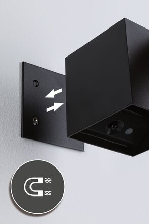 PAULMANN LED nabíjecí nástěnné svítidlo Nyara IP44 3000K 100x100mm 2x1W černá