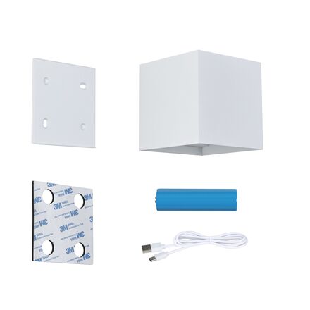 PAULMANN LED nabíjecí nástěnné svítidlo Nyara IP44 3000K 100x100mm 2x1W bílá