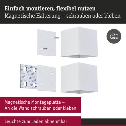 PAULMANN LED nabíjecí nástěnné svítidlo Nyara IP44 3000K 100x100mm 2x1W bílá