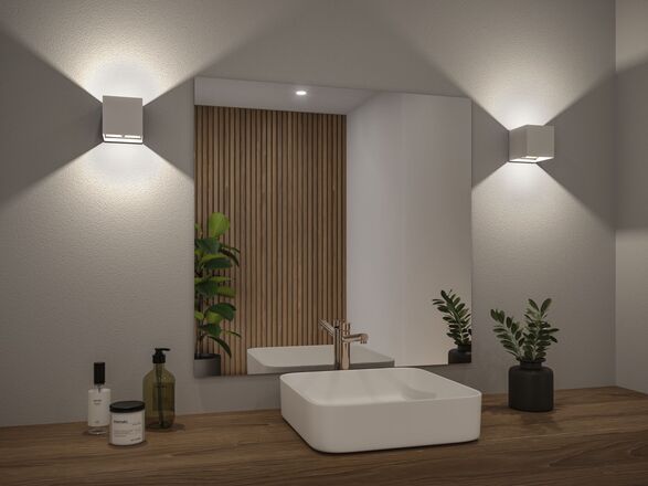 PAULMANN LED nabíjecí nástěnné svítidlo Nyara IP44 3000K 100x100mm 2x1W bílá