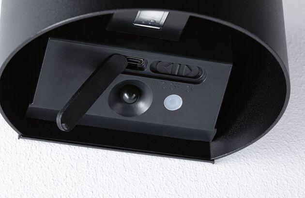 PAULMANN LED nabíjecí nástěnné svítidlo Nyora IP44 3000K 135x120mm 2x1W černá