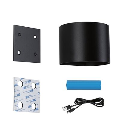 PAULMANN LED nabíjecí nástěnné svítidlo Nyora IP44 3000K 135x120mm 2x1W černá