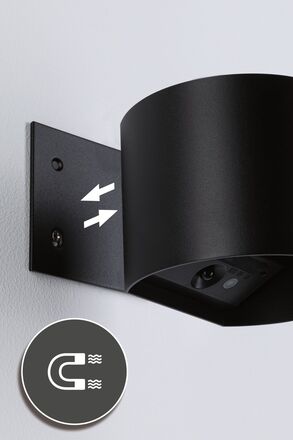 PAULMANN LED nabíjecí nástěnné svítidlo Nyora IP44 3000K 135x120mm 2x1W černá