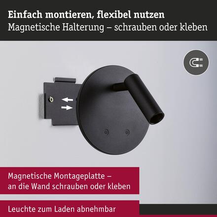 PAULMANN LED nabíjecí nástěnné svítidlo Kiora 2700K / 3,7V 0,6W / 0,7W stmívatelné černá