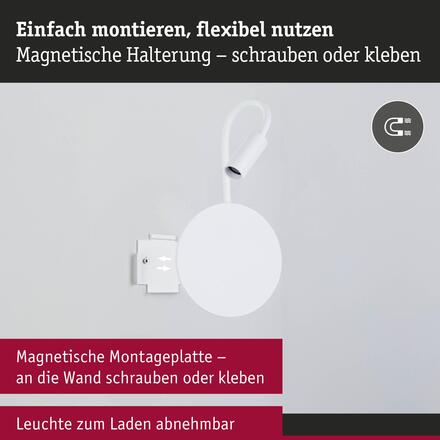 PAULMANN LED nabíjecí nástěnné svítidlo Miora 2700K / 3,7V 0,6W / 0,7W stmívatelné bílá