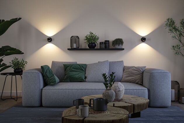 PAULMANN LED nabíjecí nástěnné svítidlo Zorik IP44 stmívatelné 2700K 100mm 2x1,1W černá