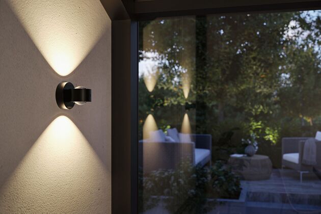 PAULMANN LED nabíjecí nástěnné svítidlo Zorik IP44 stmívatelné 2700K 100mm 2x1,1W černá