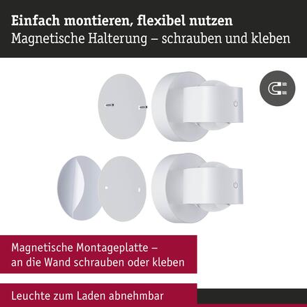 PAULMANN LED nabíjecí nástěnné svítidlo Zorik IP44 stmívatelné 2700K 100mm 2x1,1W bílá