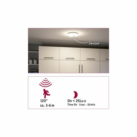 PAULMANN LED stropní svítidlo Leonis II soumrakové a pohybové čidlo (HF) IP44 3000 - 5700K 230V 16,5W bílá