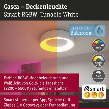 PAULMANN LED stropní svítidlo Smart Home Zigbee 3.0 Casca IP44 RGBW+ 230V 20W bílá mat