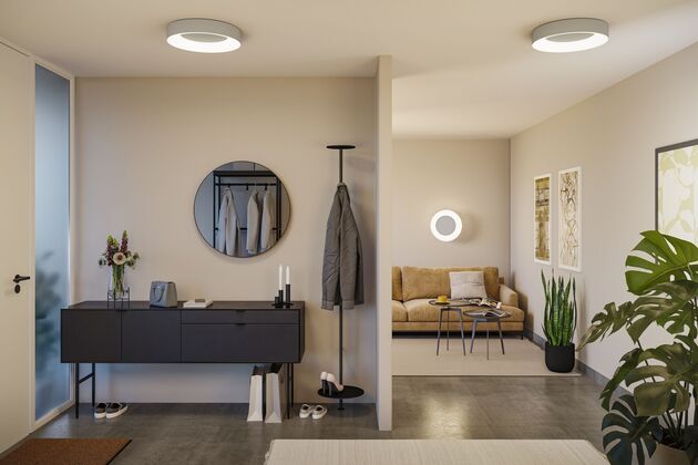 PAULMANN LED stropní svítidlo Smart Home Zigbee 3.0 Casca IP44 RGBW+ 230V 20W hliník mat