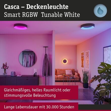 PAULMANN LED stropní svítidlo Smart Home Zigbee 3.0 Casca IP44 RGBW+ 230V 20W černá mat