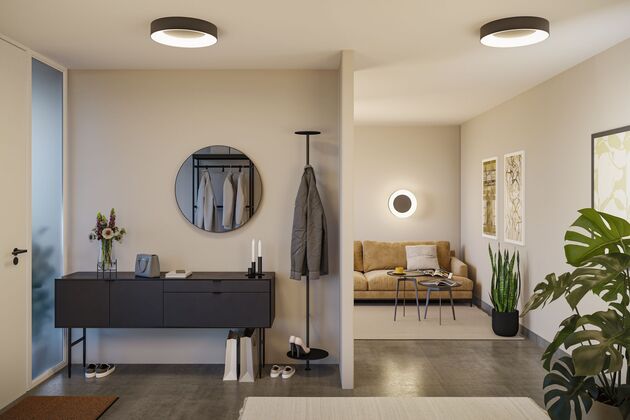 PAULMANN LED stropní svítidlo Smart Home Zigbee 3.0 Casca IP44 RGBW+ 230V 20W černá mat