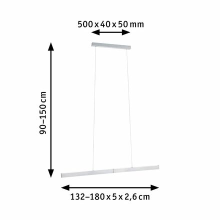 PAULMANN LED závěsné svítidlo s bezdotykovým ovládáním Aptare 2700K 16,5W hliník kartáčovaný stmívatelné