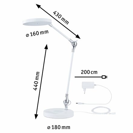 PAULMANN LED stolní lampa na psací stůl Numis CCT 11W bílá