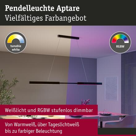 PAULMANN LED závěsné svítidlo Smart Home Zigbee 3.0 Aptare RGBW+ stmívatelné / 2x16W černá kartáčovaná