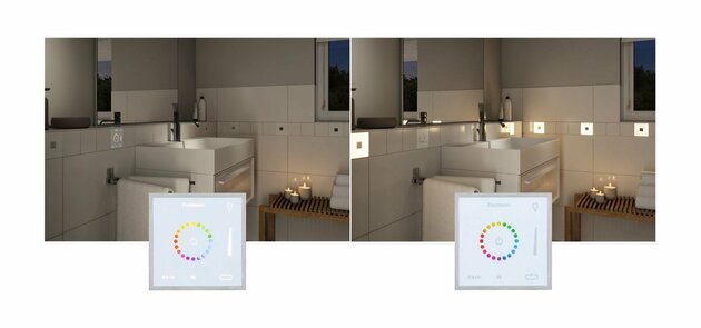 PAULMANN LumiTiles příslušenství Smart Home Zigbee Square Touch Modul IP44 100x10mm bílá umělá hmota/hliník