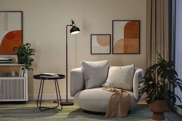 PAULMANN Stojací svítidlo Juna E14 max. 20W černá mat/šampaň kov