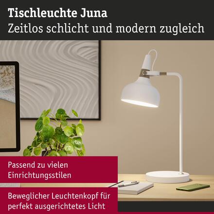 PAULMANN Stolní lampa Juna E14 max. 20W bílá mat, šampaň kov