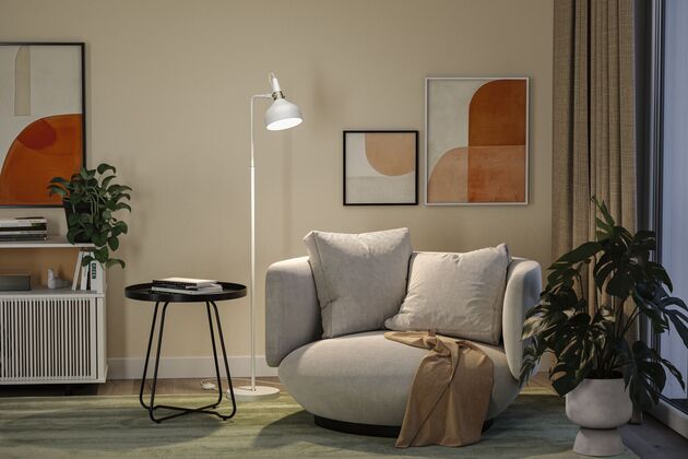 PAULMANN Stojací svítidlo Juna E14 max. 20W bílá mat/šampaň kov