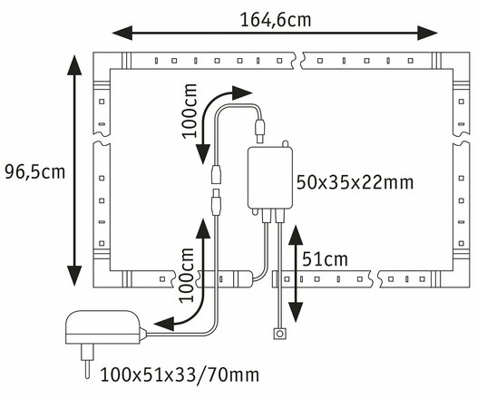 PAULMANN MaxLED 250 LED Strip TV Comfort základní sada 75 Zoll 5,1m 25,5W 230lm/m 28LEDs/m RGBW+ 36VA