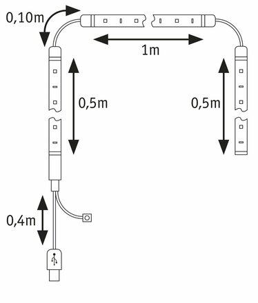 PAULMANN EntertainLED USB LED Strip osvětlení TV 55 Zoll 2m 3,5W 60LEDs/m RGB+