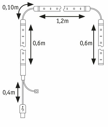 PAULMANN EntertainLED USB LED Strip osvětlení TV 65 Zoll 2,4m 4W 60LEDs/m RGB+