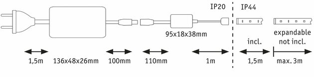 PAULMANN MaxLED 500 LED Strip Smart Home Zigbee RGBW 1,5m 13,5W 60LEDs/m 3000K 36VA