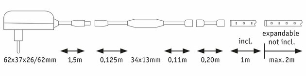 PAULMANN MaxLED 250 LED Strip Regal Comfort základní sada 1m 4W 300lm/m 30LEDs/m 2700K 12VA